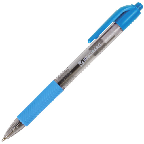 Ручка шариковая автоматическая с грипом BRAUBERG "Instinct", линия письма 0,35 мм, синяя фото 5