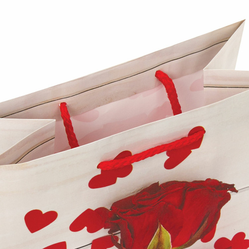 Пакет подарочный ЗОЛОТАЯ СКАЗКА "Роза с лентой", 17,8x9,8x22,9 см, ламинированный фото 3