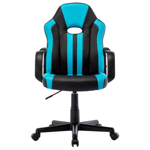 Кресло компьютерное "BRABIX Stripe GM-202", экокожа, черное/голубое фото 6