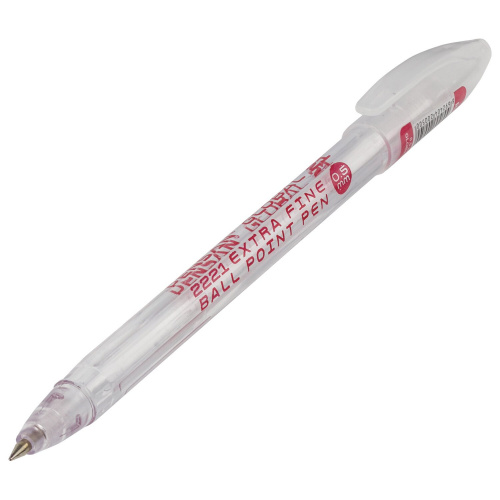 Ручка шариковая масляная PENSAN "Global-21", корпус прозрачный, линия письма 0,3 мм, красная фото 2
