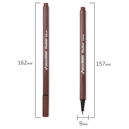 Ручка капиллярная (линер) BRAUBERG "Aero", трехгранная, металлический наконечник, коричневая фото 5