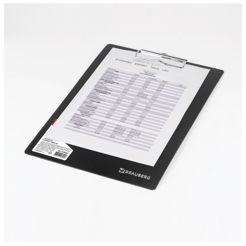Доска-планшет BRAUBERG Contract, А4, сверхпрочная с прижимом, пластик, черная фото 4