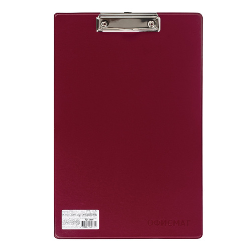 Доска-планшет ОФИСМАГ, А4, с прижимом, бордовая фото 2