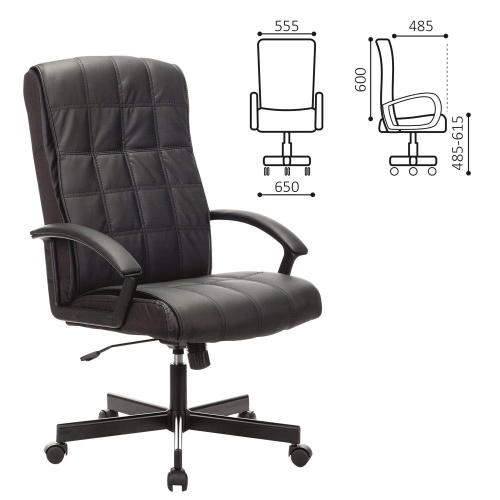 Кресло офисное BRABIX "Quadro EX-524", компактная упаковка, экокожа, черное фото 3