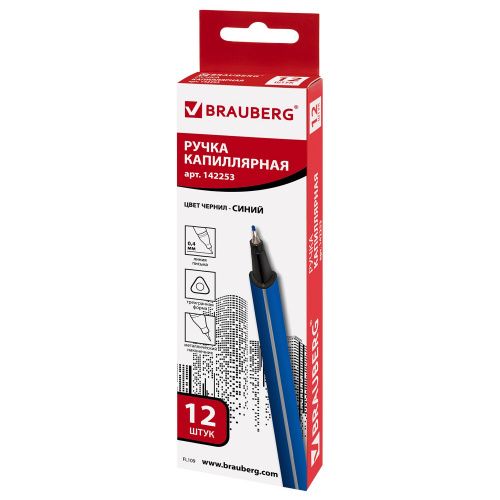 Ручка капиллярная (линер) BRAUBERG "Aero", трехгранная, металлический наконечник, синяя фото 4