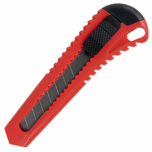 Нож канцелярский 18 мм ОФИСМАГ "Classic", фиксатор, корпус красный, упаковка с европодвесом, 238226 фото 2
