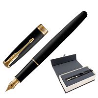 Ручка перьевая PARKER "Sonnet Core Matt Black GT", корпус черный матовый лак,  черная