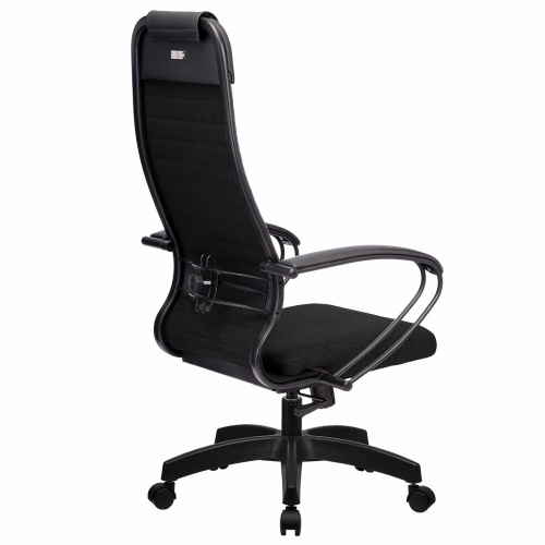 Кресло офисное МЕТТА "К-27" пластик, ткань, сиденье и спинка мягкие, черное фото 5