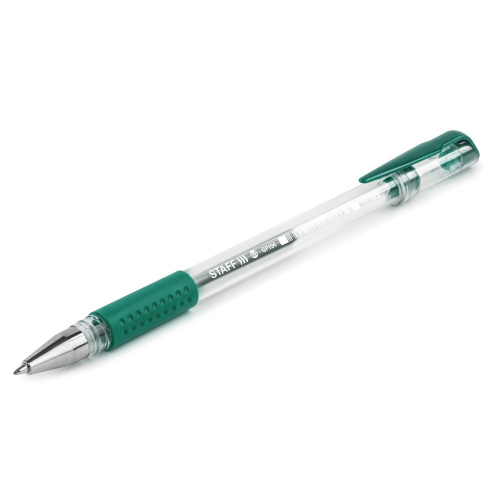 Ручка гелевая с грипом STAFF "EVERYDAY", корпус прозрачный, линия письма 0,35 мм, зеленая фото 7