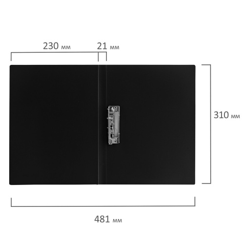 Папка с боковым металлическим прижимом BRAUBERG, стандарт, до 100 листов, 0,6 мм, черная фото 8