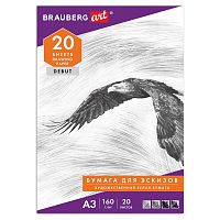 Папка для рисования BRAUBERG "Орел", А3, 20 л., 160 г/м2, 297х420 мм