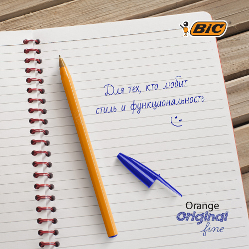 Ручки шариковые BIC "Orange Fine", 8 шт., линия письма 0,32 мм, пакет, синие фото 7