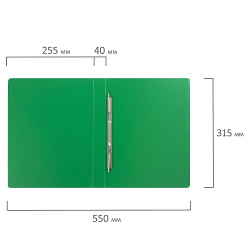 Папка с металлическим пружинным скоросшивателем BRAUBERG, картон/ПВХ, 35 мм, до 290 листов, зеленая фото 7