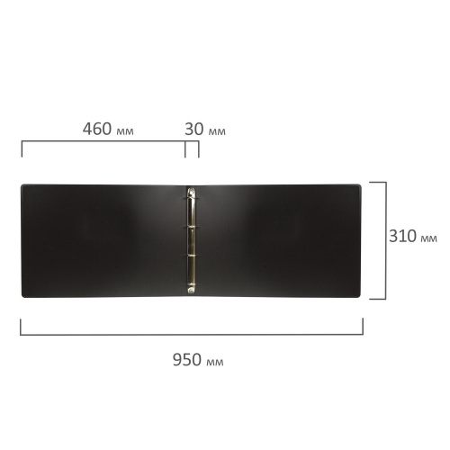 Папка на 4 кольцах BRAUBERG "Стандарт", А3, 30 мм, 0,8 мм, горизонтальная, черная фото 4