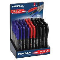 Ручка шариковая масляная с грипом PENSAN "Sign-Up", классические цвета, ассорти, линия письма 0,8 мм