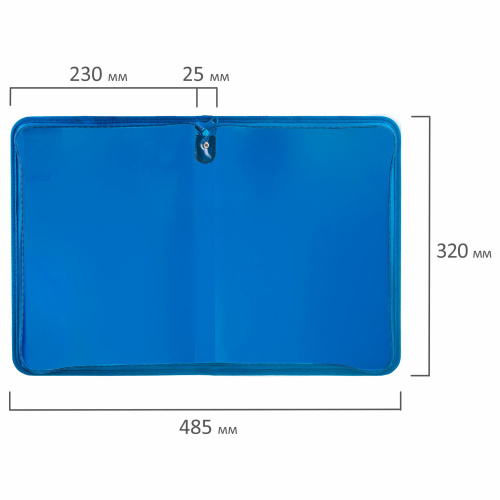 Папка для документов и тетрадей на молнии пластиковая BRAUBERG А4, 320х230 мм, синяя, 271715 фото 8