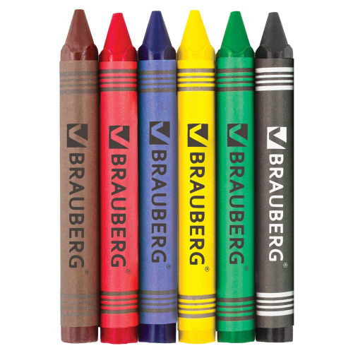 Восковые карандаши утолщенные BRAUBERG "АКАДЕМИЯ", 6 цветов фото 2