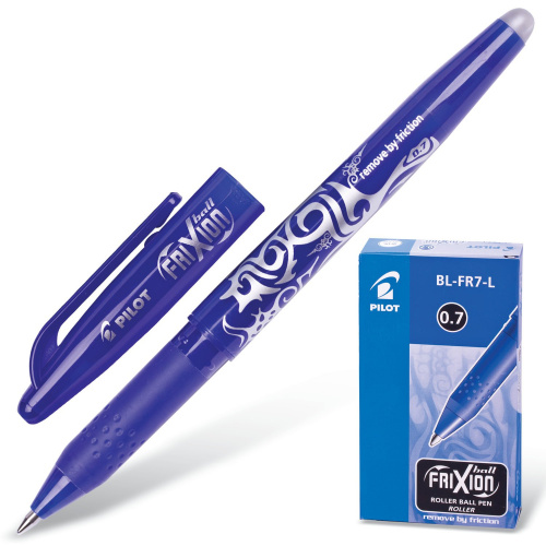 Ручка стираемая гелевая с грипом PILOT "Frixion", корпус синий, линия письма 0,35 мм, синяя