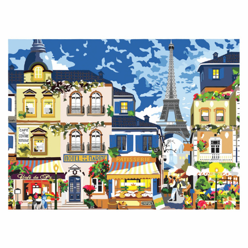 Картина по номерам ОСТРОВ СОКРОВИЩ "Парижский пейзаж", А3, 2 кисти, акриловые краски, картон фото 6