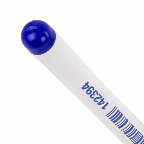 Ручка гелевая с грипом STAFF "Manager", корпус белый, игольчатый узел 0,5 мм, синяя фото 5