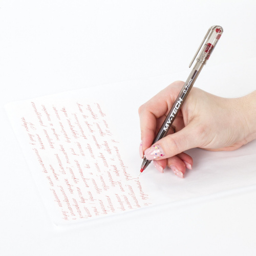 Ручка шариковая масляная PENSAN "My-Tech", линия письма 0,35 мм, красная фото 4