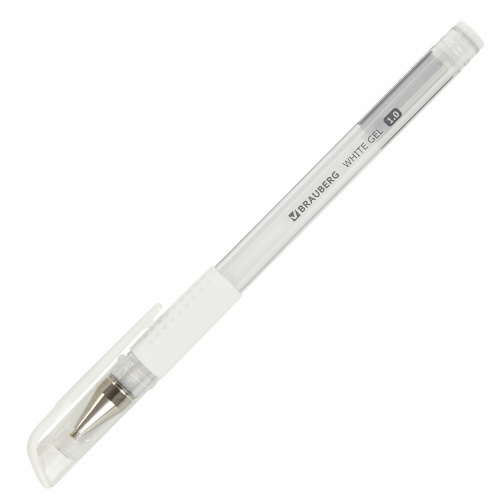 Ручка гелевая с грипом BRAUBERG "White", линия письма 0,5 мм, белая фото 8