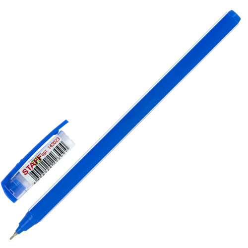 Ручка шариковая масляная STAFF Basic "OBP-320", корпус голубой, игольчатый узел 0,7 мм, синяя фото 2