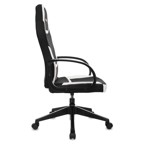 Кресло компьютерное BRABIX "Alpha GM-018", ткань/экокожа, черное/белое фото 10
