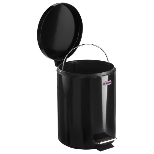 Ведро-контейнер для мусора с педалью LAIMA "Classic", 5 л, черное, металл, со съемным ведром фото 6