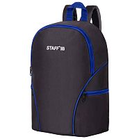 Рюкзак STAFF TRIP, 40x27x15,5 см, универсальный, 2 кармана, черный с синими деталями
