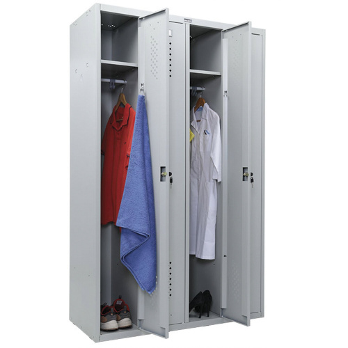Шкаф металлический для одежды ПРАКТИК "LS-41", четырехсекционный, 1830х1130х500 мм, 55 кг, разборный фото 5