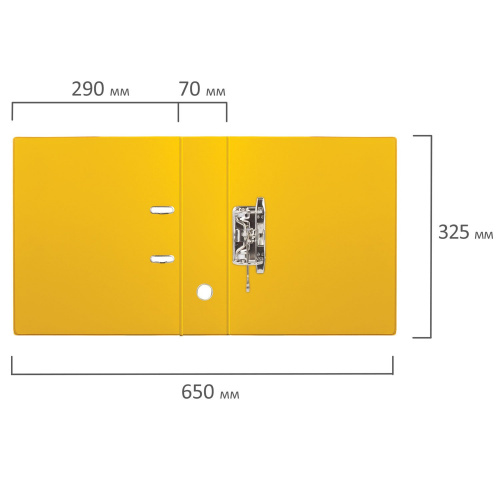 Папка-регистратор BRAUBERG, с двухсторонним покрытием из ПВХ, 70 мм, желтая фото 10