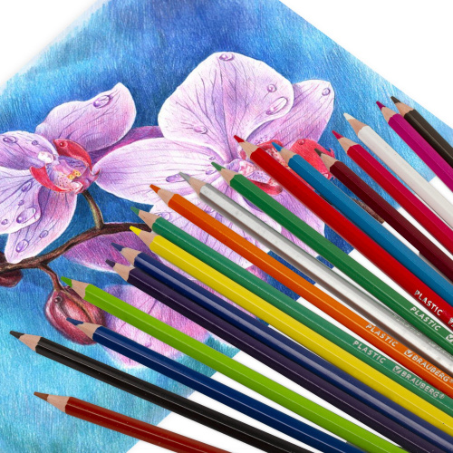 Карандаши цветные пластиковые BRAUBERG PREMIUM, 18 цветов, шестигранные, грифель мягкий 3 мм фото 3