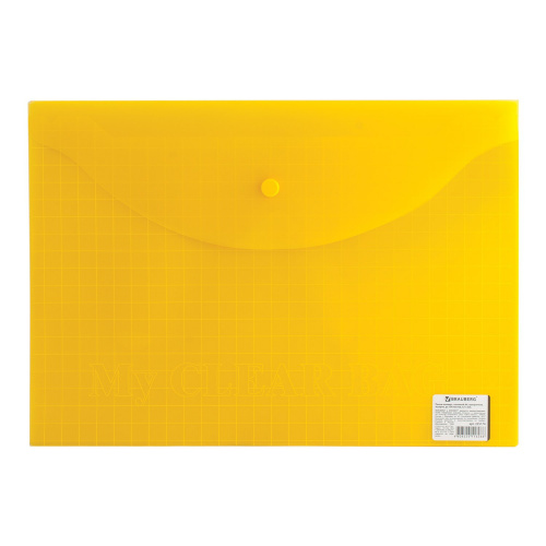 Папка-конверт с кнопкой BRAUBERG "My CLEAR BAG", А4, 0,15 мм, до 100 листов, прозрачная, ассорти фото 5
