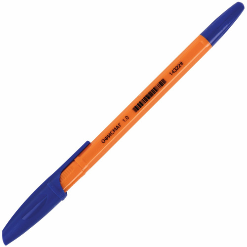 Ручка шариковая ОФИСМАГ "X-333 Orange", СИНЯЯ, корпус оранжевый, узел 1 мм, линия 0,5 мм фото 8