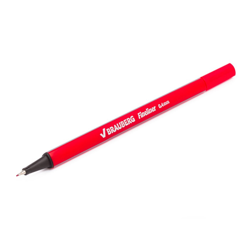 Ручка капиллярная (линер) BRAUBERG "Aero", трехгранная, линия письма 0,4 мм, красная фото 6
