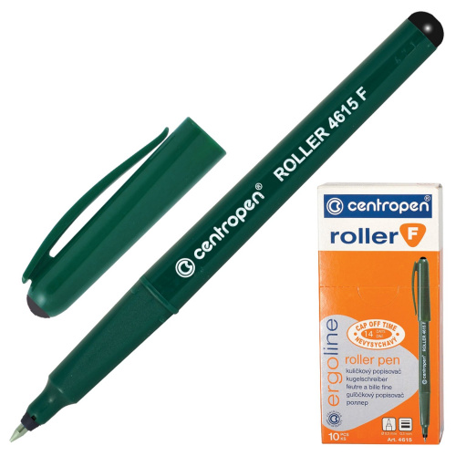 Ручка-роллер CENTROPEN, трехгранная, корпус зеленый, узел 0,5 мм, линия письма 0,3 мм, черная