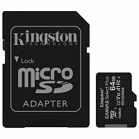 Карта памяти KINGSTON Canvas Select Plus, microSDXC 64 GB, UHS-I U1, 100 Мб/с, адаптер