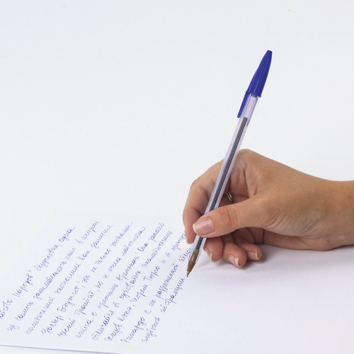 Ручка шариковая STAFF "Basic Budget BP-04", линия письма 0,5 мм, с штрихкодом, синяя фото 6