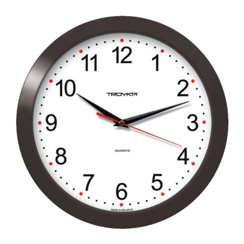 Часы настенные TROYKA 11100112, круг, 29х29х3,5 см, белые, черная рамка