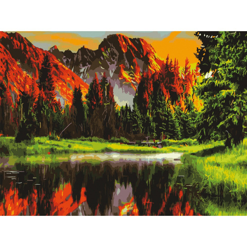 Картина по номерам ОСТРОВ СОКРОВИЩ "Горное озеро", 40х50 см, 3 кисти, акриловые краски фото 7