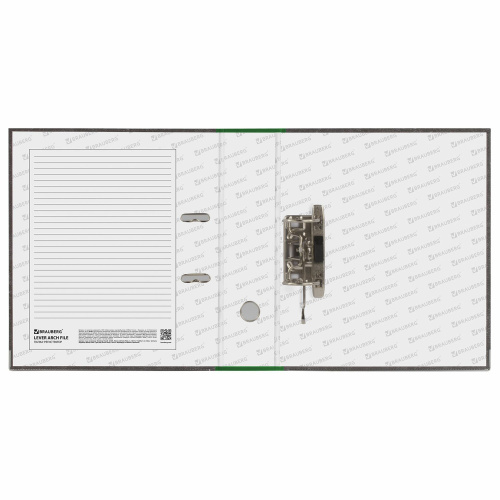Папка-регистратор BRAUBERG, фактура стандарт, с мраморным покрытием, 75 мм, зеленый корешок фото 10