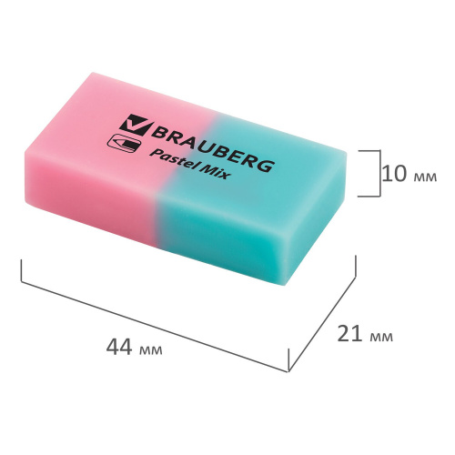 Набор ластиков BRAUBERG "Pastel Mix", 6 шт., 44х21х10 мм, цвета ассорти фото 5