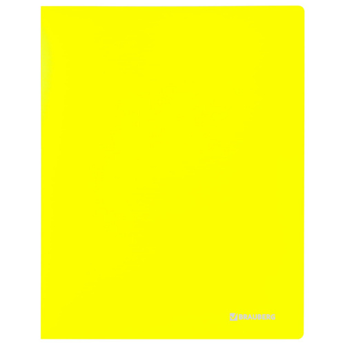 Папка с металлич скоросшивателем и внутренним карманом BRAUBERG "Neon", 16 мм, до 100 л, желтая фото 2
