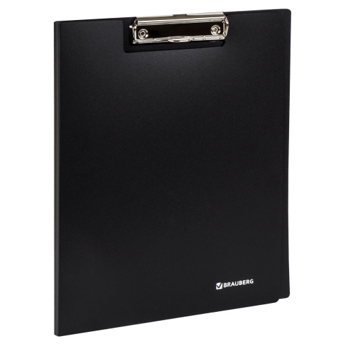 Папка-планшет BRAUBERG "Стандарт", А4, с прижимом и крышкой, пластик, 0,9 мм, черная