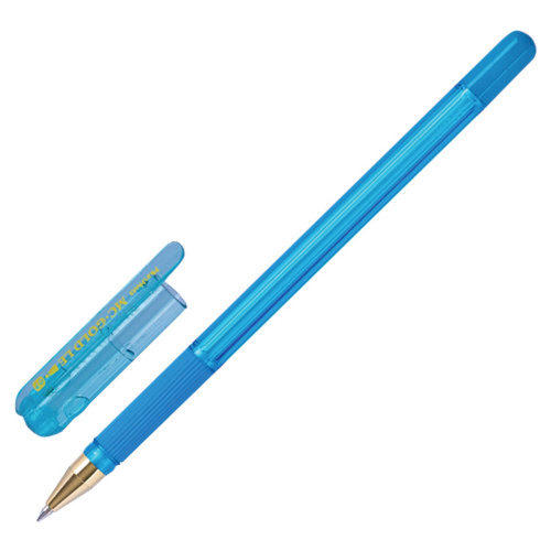 Ручка шариковая масляная с грипом MUNHWA "MC Gold LE", корпус ассорти, синяя фото 2