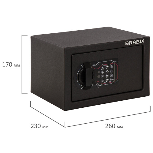 Сейф мебельный BRABIX "SF-170EL", 170х260х230 мм, электронный замок, черный фото 3