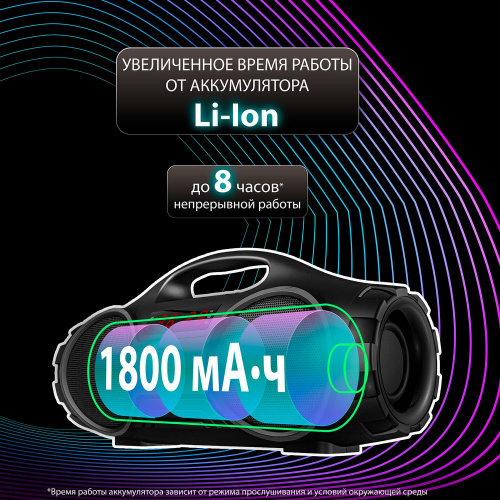 Колонка портативная SONNEN B332, 16 Вт, Bluetooth, FM-тюнер, microSD, MP3-плеер, черная фото 4