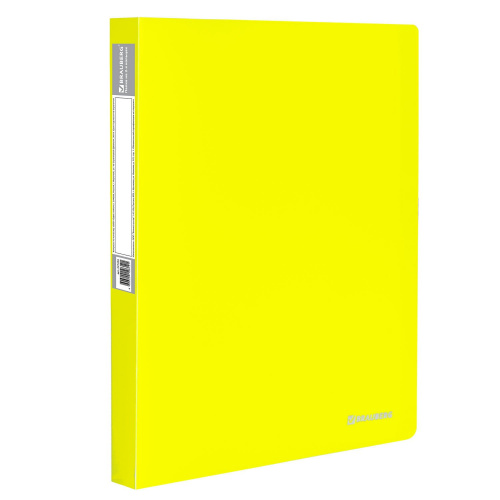 Папка на 2 кольцах BRAUBERG "Neon", 25 мм, до 170 листов, внутренний карман, неоновая, желтая