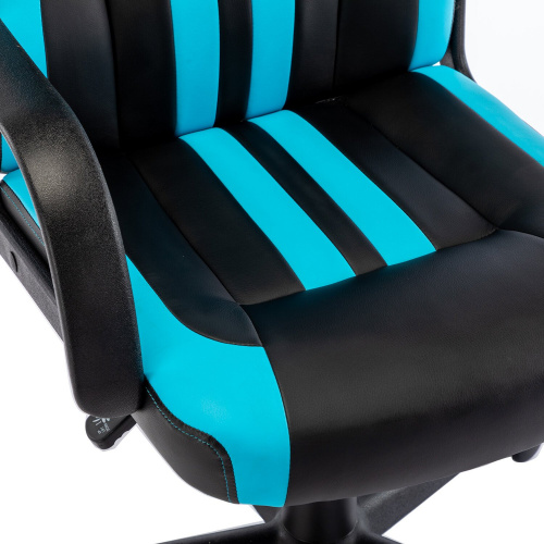 Кресло компьютерное "BRABIX Stripe GM-202", экокожа, черное/голубое фото 5